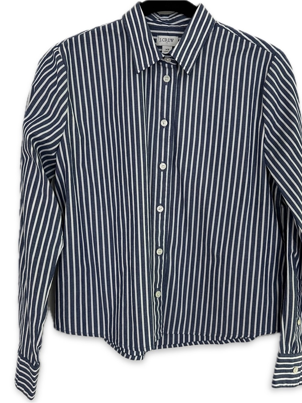 J. Crew Navy and White Striped Button-Down Shirt